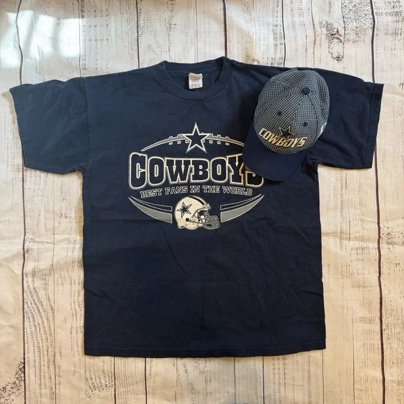 Vintage 90's NFL Dallas Cowboys Bundle T-shirt And Cap. - Picture 1 of 12